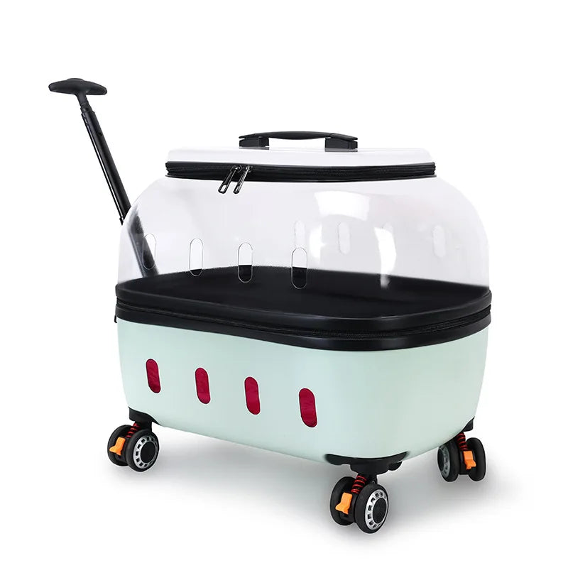 Transparent Pet Suitcase Large Capacity Cat Carry Portable Cat Stroller for Traveling Comfortable Breathable