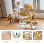 Raised Cat Feeder 3 Bowls in 1 Feeding & Watering Supplies 15° Raised Puppy 3 Stainless Steel Bowls