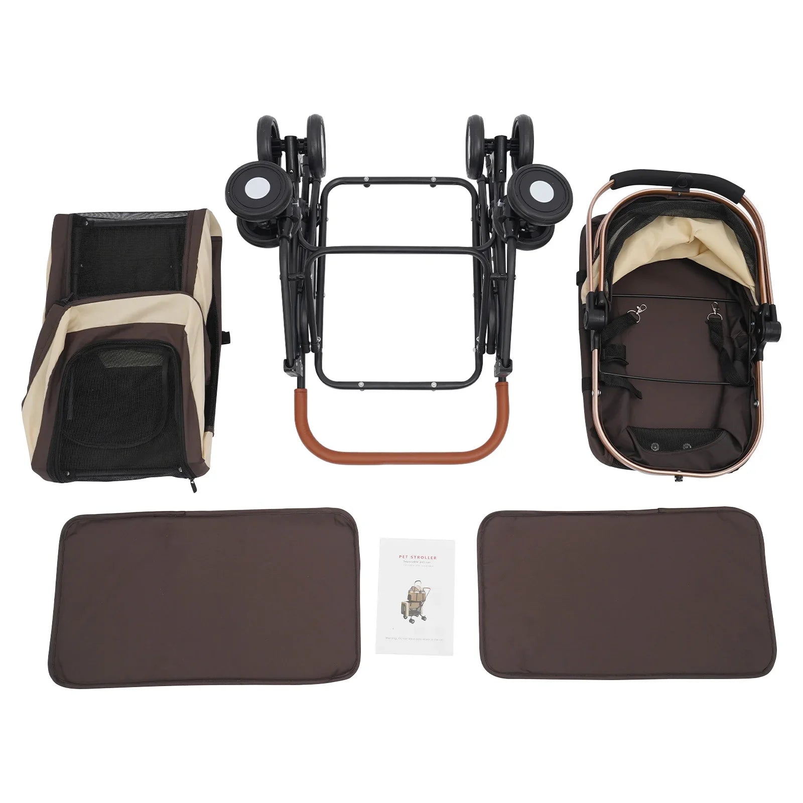 2-Tier Foldable Pet Stroller, Dog & Cat Stroller, Foldable Pet Stroller for Small & Medium Dogs, Overall Load 77lbs