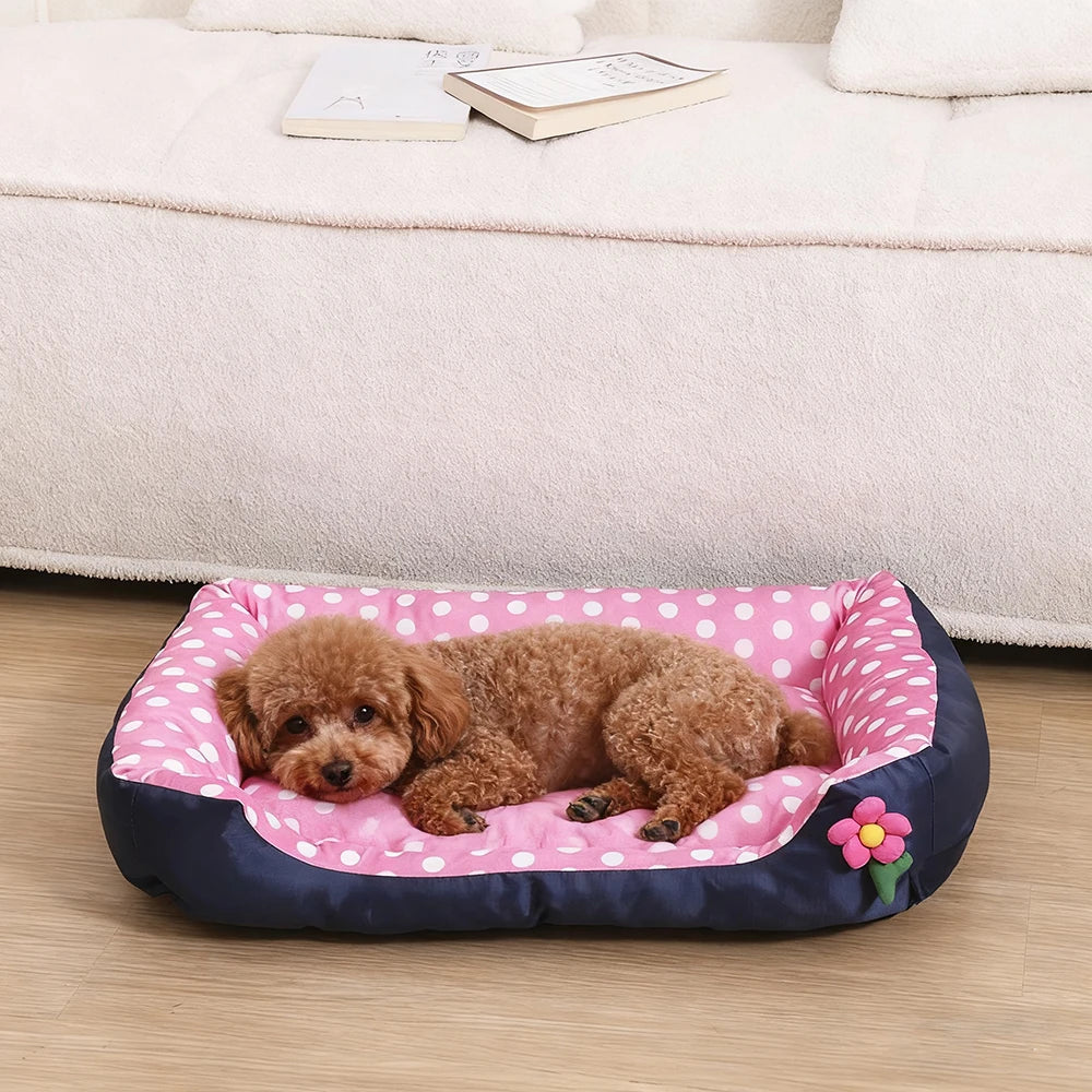 Square Large Dog Bed All Season Flower Soft Small Sofa Kennel for Puppy Mattress Spot Medium Pet Bed