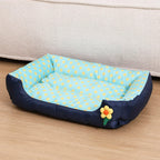 Square Large Dog Bed All Season Flower Soft Small Sofa Kennel for Puppy Mattress Spot Medium Pet Bed