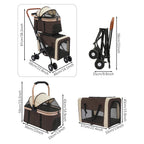 2-Tier Foldable Pet Stroller, Dog & Cat Stroller, Foldable Pet Stroller for Small & Medium Dogs, Overall Load 77lbs