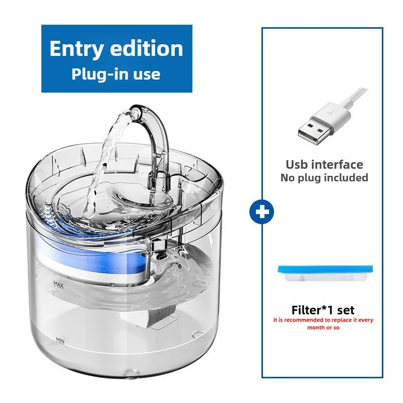 Auto Smart Cat Water Fountain Quiet Tilted Design Energy Efficient Pet Drinker for Fresh Water Circulation