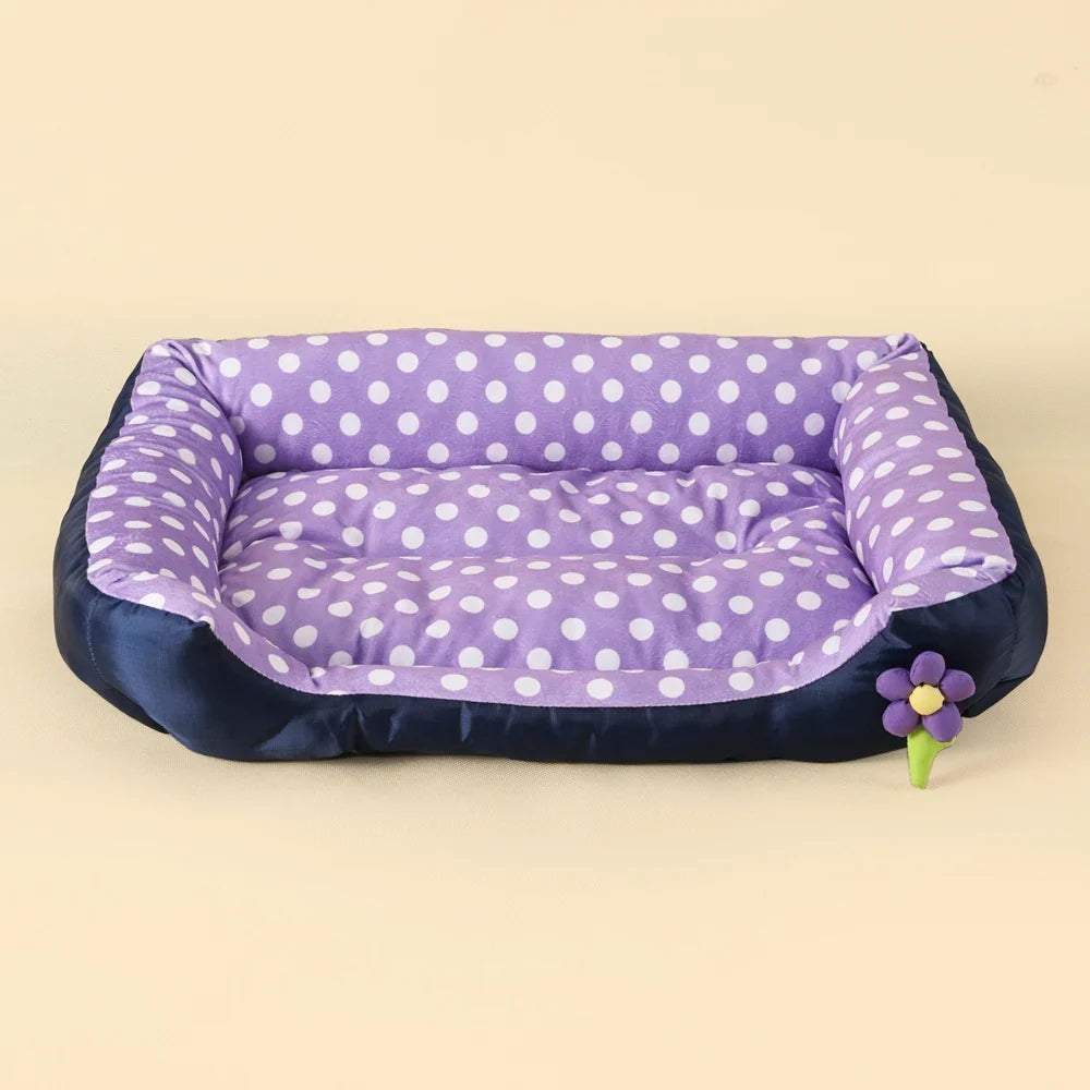 Square Large Dog Bed All Season Flower Soft Small Sofa Kennel for Puppy Mattress Spot Medium Pet Bed