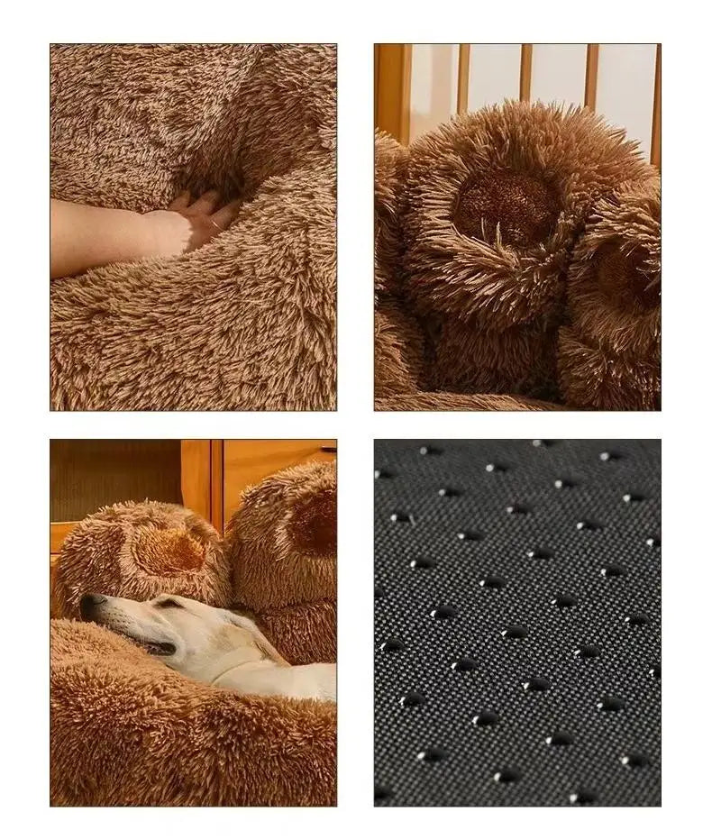 Fluffy Dog Bed Warm Plush Round Pet Bed with Raised Edges Comfy for Pets Best Pet Bed Home