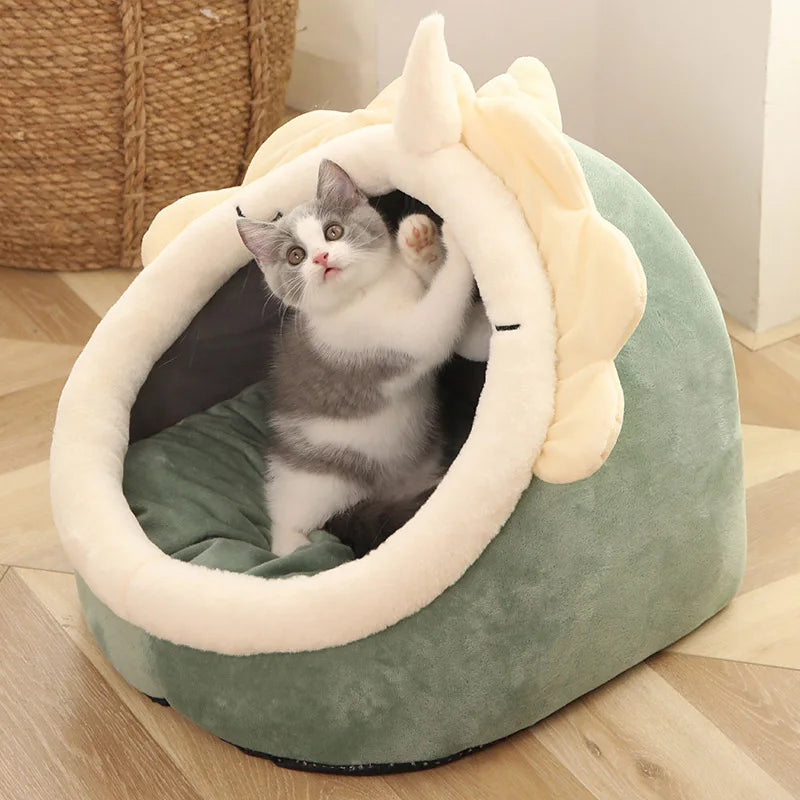 Deep Sleep Cat Bed Cartoon Pet Bed Foldable Removable Washable Pet Sleeping Bed for Small Dog Mat Bag