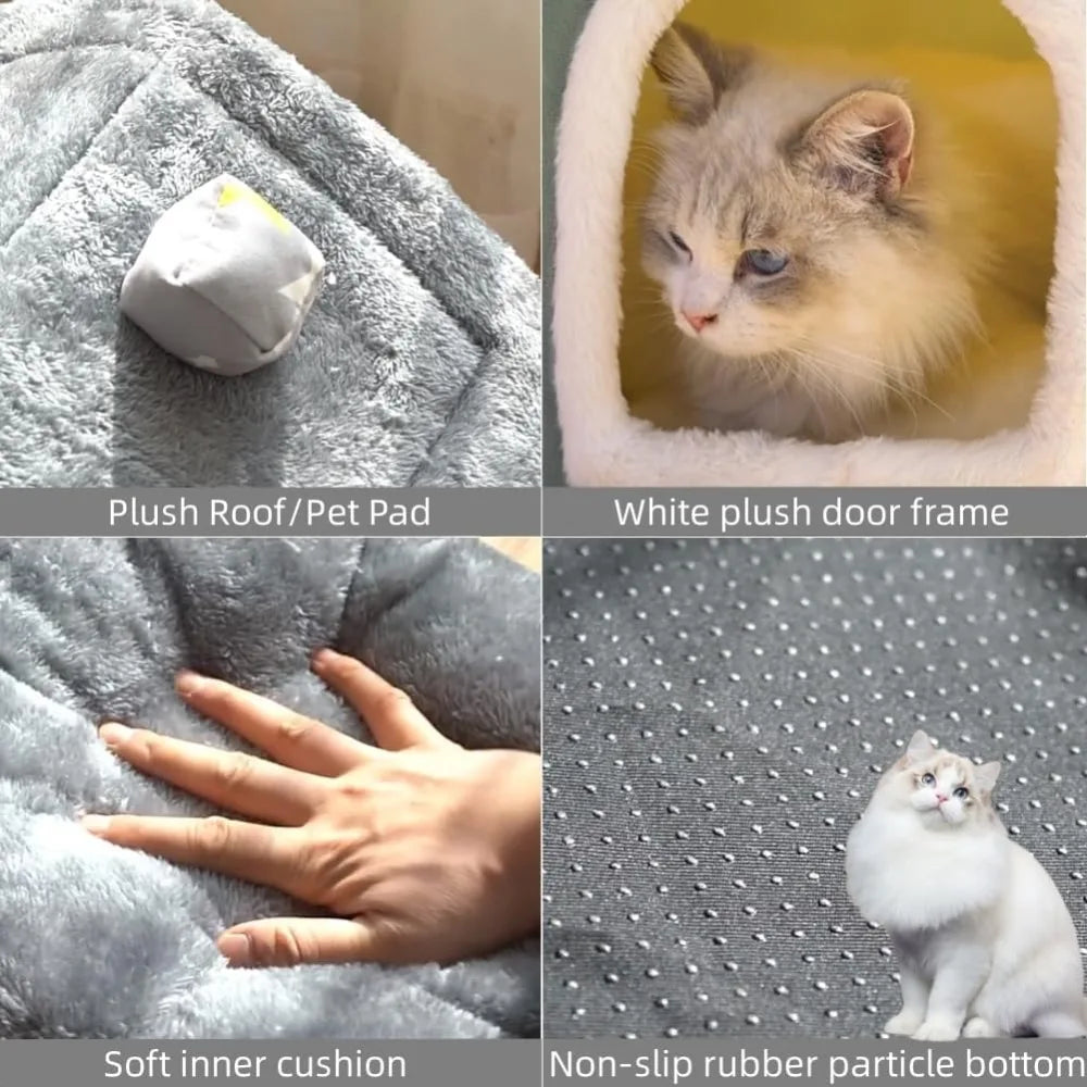 Dog House Indoor Memory Sponge, Foldable Dog House Kennel Bed Mat with Cushion for Small Medium