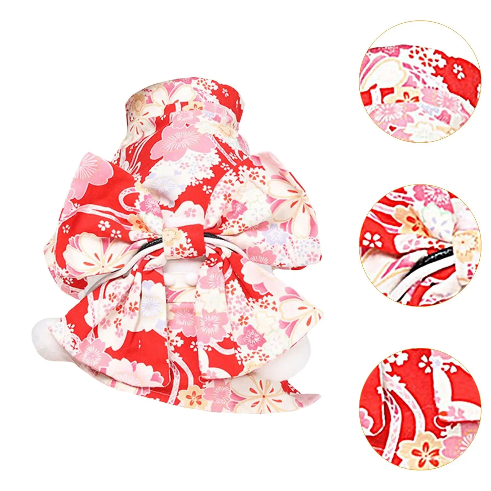 Cat Kimono Dress Autumn and Winter Cute Pet Dress Cat Costume Flower Pattern Clothes for Kitten Puppy