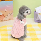 Winter Cat Dog Clothes with Buckle Sweet Bear Print Pet Plush Sweater for Small Dogs Pomeranian Chihuahua